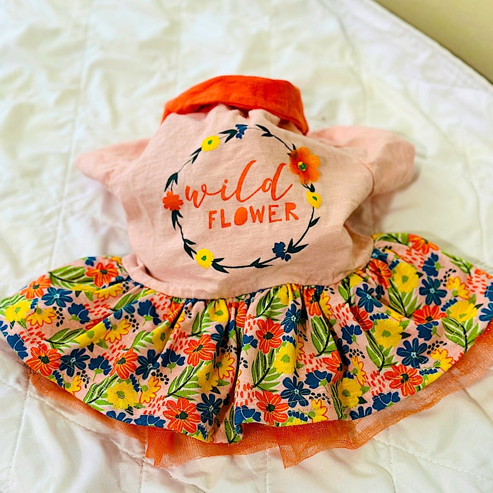 ***SOLD***Pink Floral Tulle Dog Dress. Small.